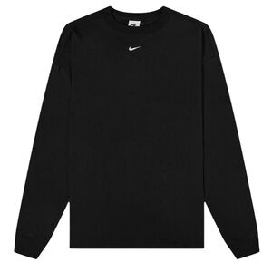 Nike Shirt Center Swoosh Long Sleeve Oversized Fit Black DM6232-010 Women's 2XL